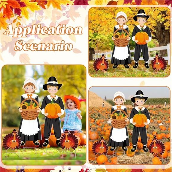 4 Pieces Fall Outdoor Decorations Yard Stake Thanksgiving Pumpkins - Picture 6 of 7